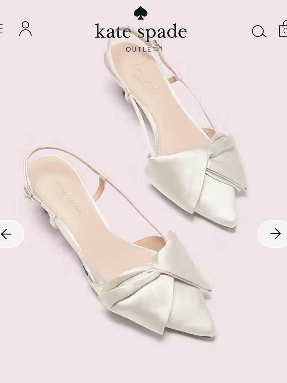 kate spade cream twisted bow pointed slingback flats